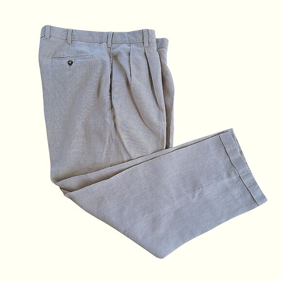 JOS. A. BANK Travelers Collection 100% Linen Pants Khaki Tan Cuffed 40 x 30 - Picture 15 of 15